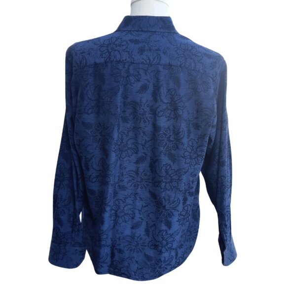 Bugatchi SZ M Classic Fit Tone on Tone Blue Woven Design Men's Button Up Shirt - Picture 2 of 12